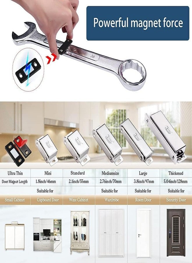 GLITZEN Magnetic Door Catch, Ultra Thin Stainless Steel Cabinet Door Magnetic Catch, Adhesive Cabinet Door Magnets for Kitchen Closet Drawer Magnetic Cabinet Latch ([Black] - Door Magnet, 2) - Image 3